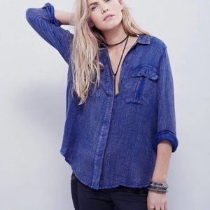 Free People One Of The Guys Oversized Tunic Top Size Large